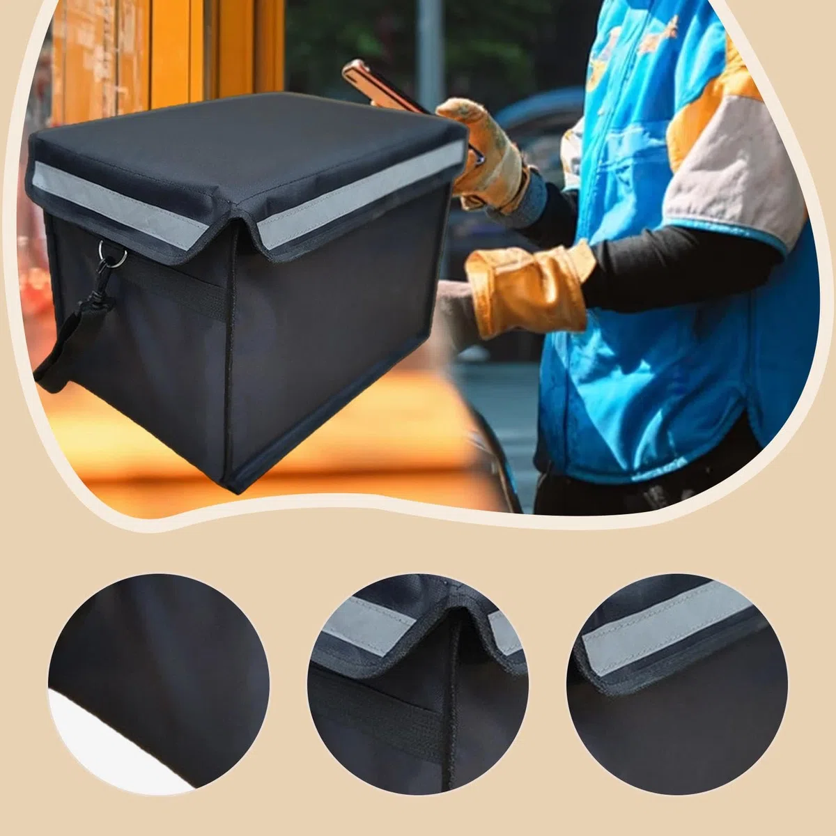 Milageto Bolsa isotérmica para Reparto de Alimentos, contenedor refrigerado de 30 litros, versátil, Impermeable y portátil para Catering, Sin Mango