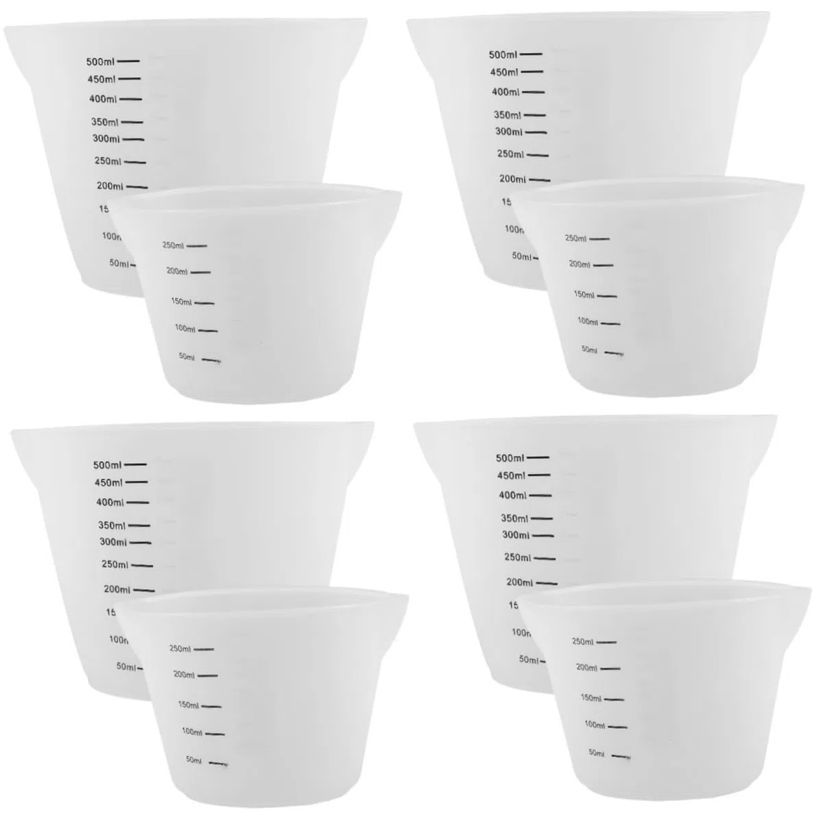 ABOOFAN 8 Piezas Taza Medidora Práctico Vaso Medidor Tazas De Cocina Vasos Mezcladores De Silicona Para Resina Vaso Medidor De Silicona De Graduada Gel De Sílice