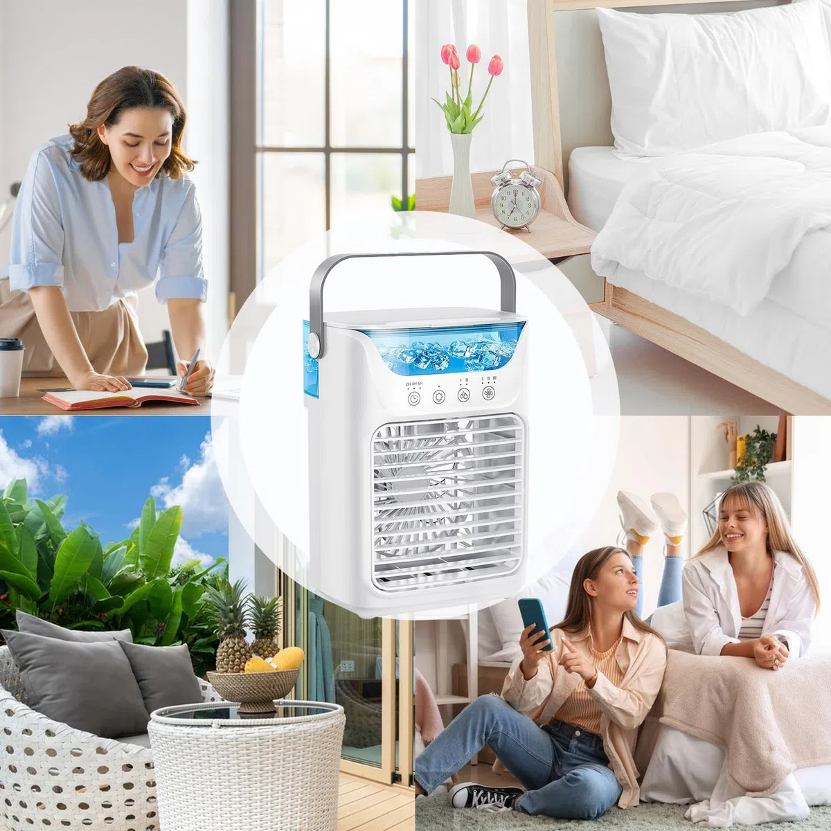 Ventilador Refrigerante de Aire Acondicionado Aire Acondicionado Silencioso | Ventilador Nebulizador Portátil Con Depósito De Agua Para Hogar Y Oficina