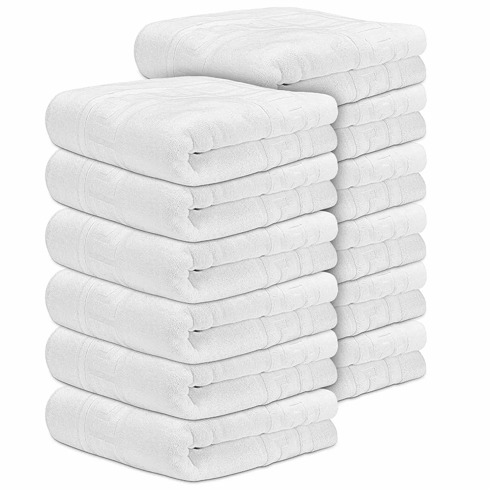 DECASATEXTIL Pack 12 Toallas Lavabo Blancas - 50x90cm - 500 gsm 100% Algodón Premium - Toallas Baño - Toallas Manos - Calidad Hotel