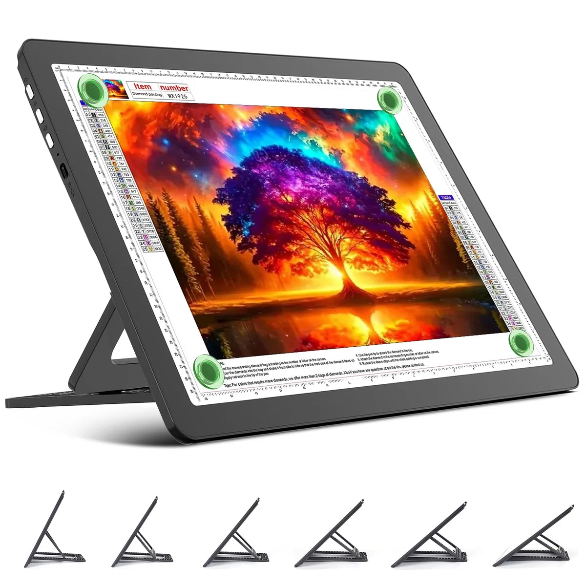 TOHETO Tablero de luz recargable A3 con soporte, almohadilla magnética superbrillante con botones laterales, caja de luz inalámbrica para trazar y dibujar, mesa de luz LED inalámbrica para pintura de