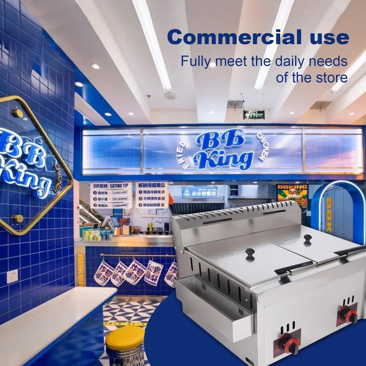 Freidora industrial con filtración de aceite para papas fritas, ideal para restaurantes y cocinas domésticas