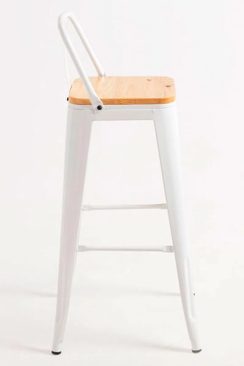 Regalos Miguel - Taburete Torix Respaldo Madera Natural 95 cm - Blanco