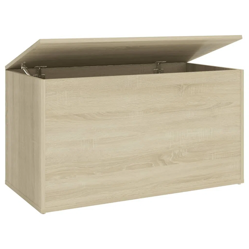 vidaXL Baúl de Almacenamiento Banco Cofre Entrada Caja Muebles Herramientas Juguetes Revistas Libros Madera Contrachapada Color Roble 84x42x46 cm