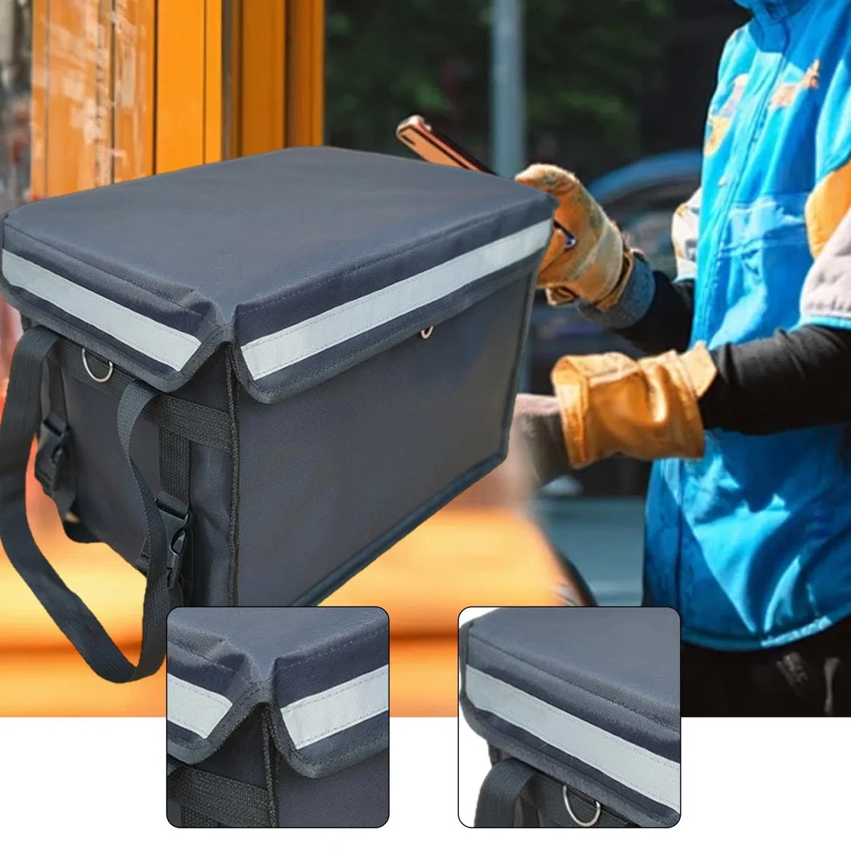 Contenedor Térmico Aislado para Entrega de Alimentos, Bolsa Enfriadora de 30 litros, Práctico, Versátil, Impermeable, para Alimentos Fríos, Contenedor, con Asa, Individual