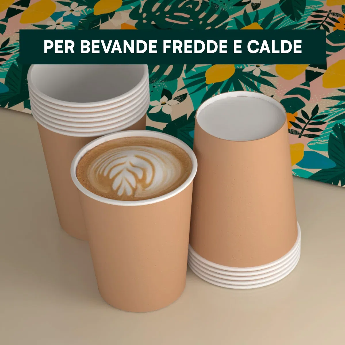 Baciato Caffè 800 vasos de papel color habana 240 ml ecológicos biodegradables desechables Made in Italy para llevar bebidas calientes y agua – Fabricado y envasado en Italia