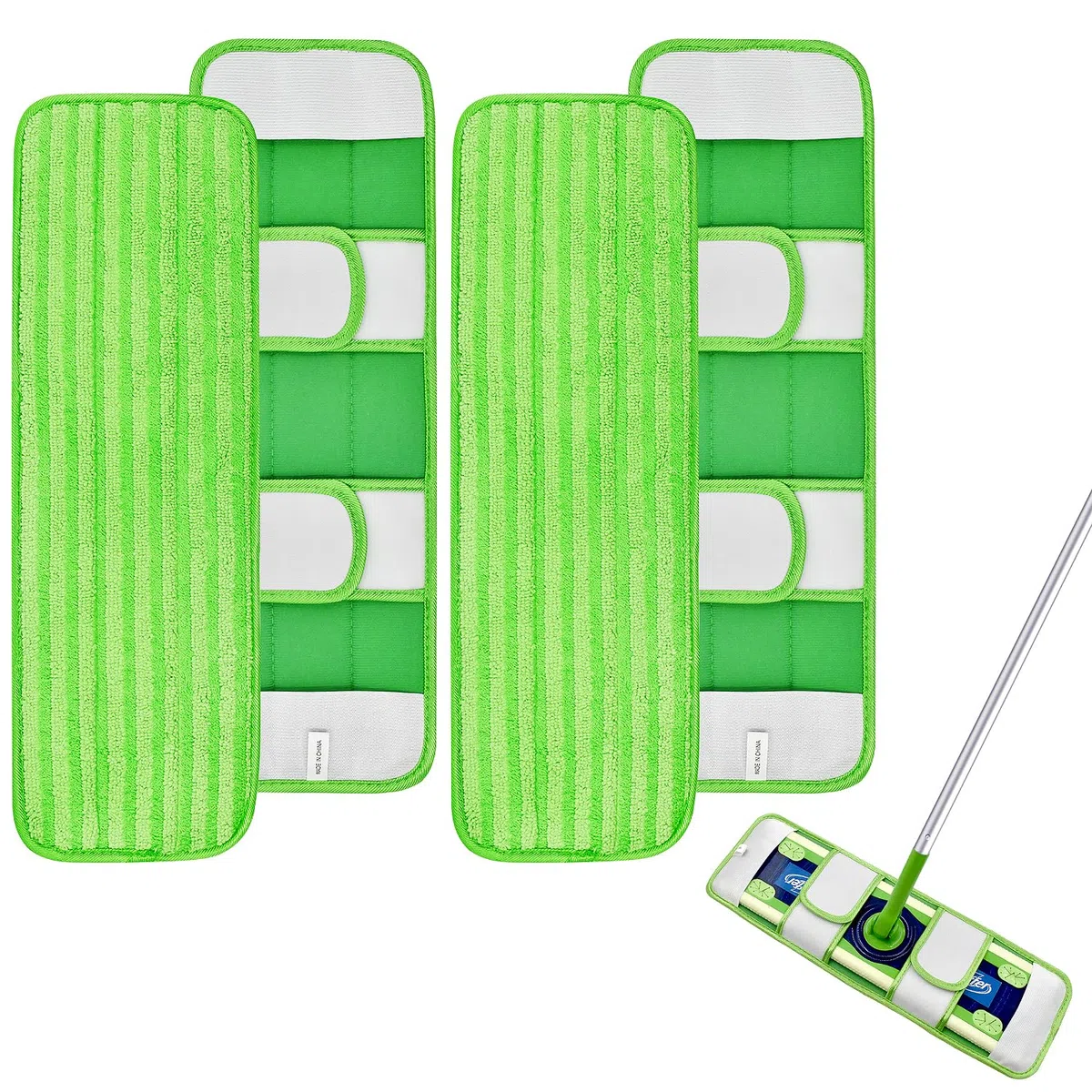 Paquete de 4 almohadillas de microfibra para fregonas Swiffer XL, paños reutilizables para trapear húmedos y secos compatibles con Swiffer Sweeper XL, repuestos de fregona XL lavables para todas las