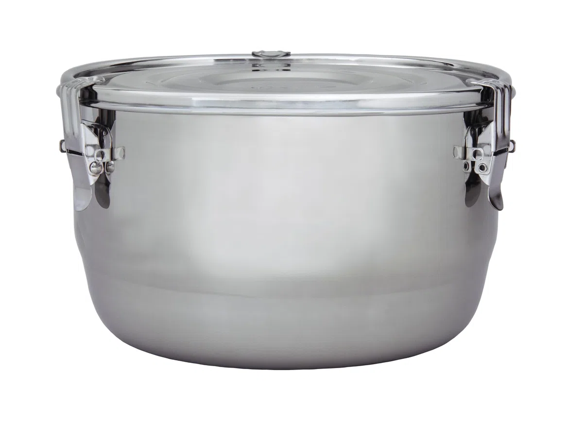 CVAULT Contenedor hermético de almacenamiento de humidificador de 4 litros para hierbas, hierbas, especias, alimentos, contenedor de cosecha de acero inoxidable con paquete de humedad