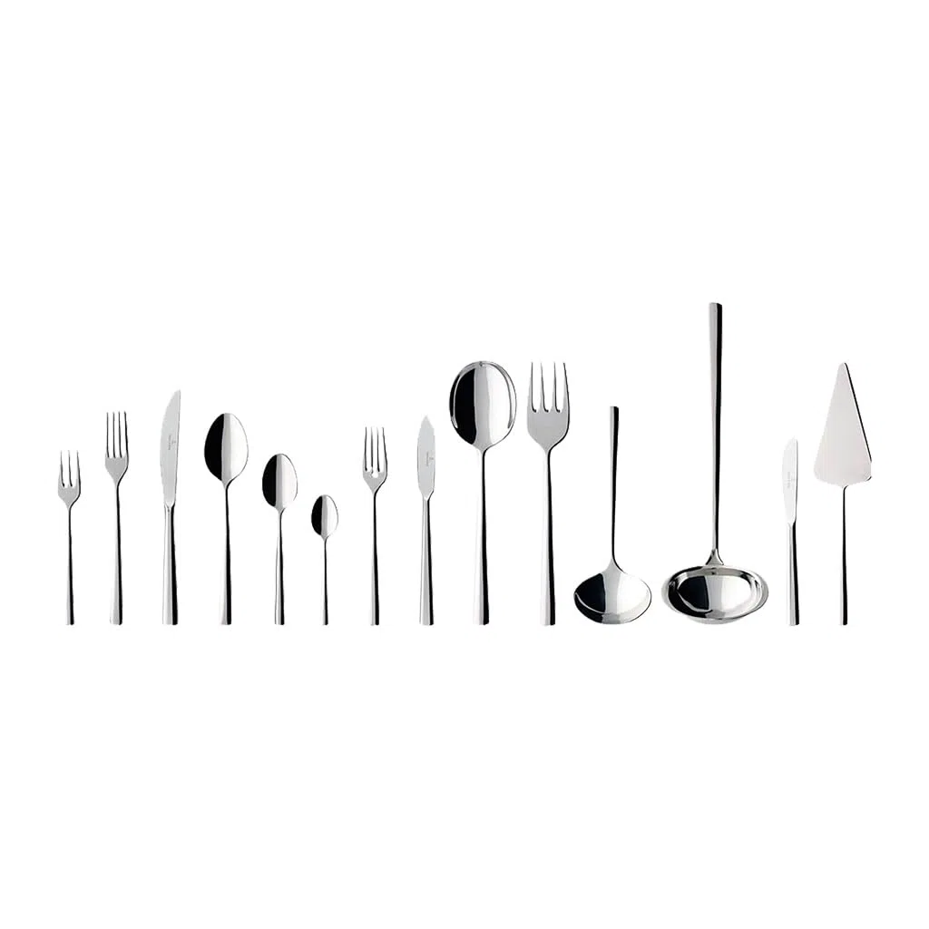 Villeroy & Boch - Piemont Set de Cubiertos 113 Piezas Plata, Apto para Lavavajillas, Cuberterías Completas 12 Personas Platino, Cubertería 18/10, Acero Inoxidable