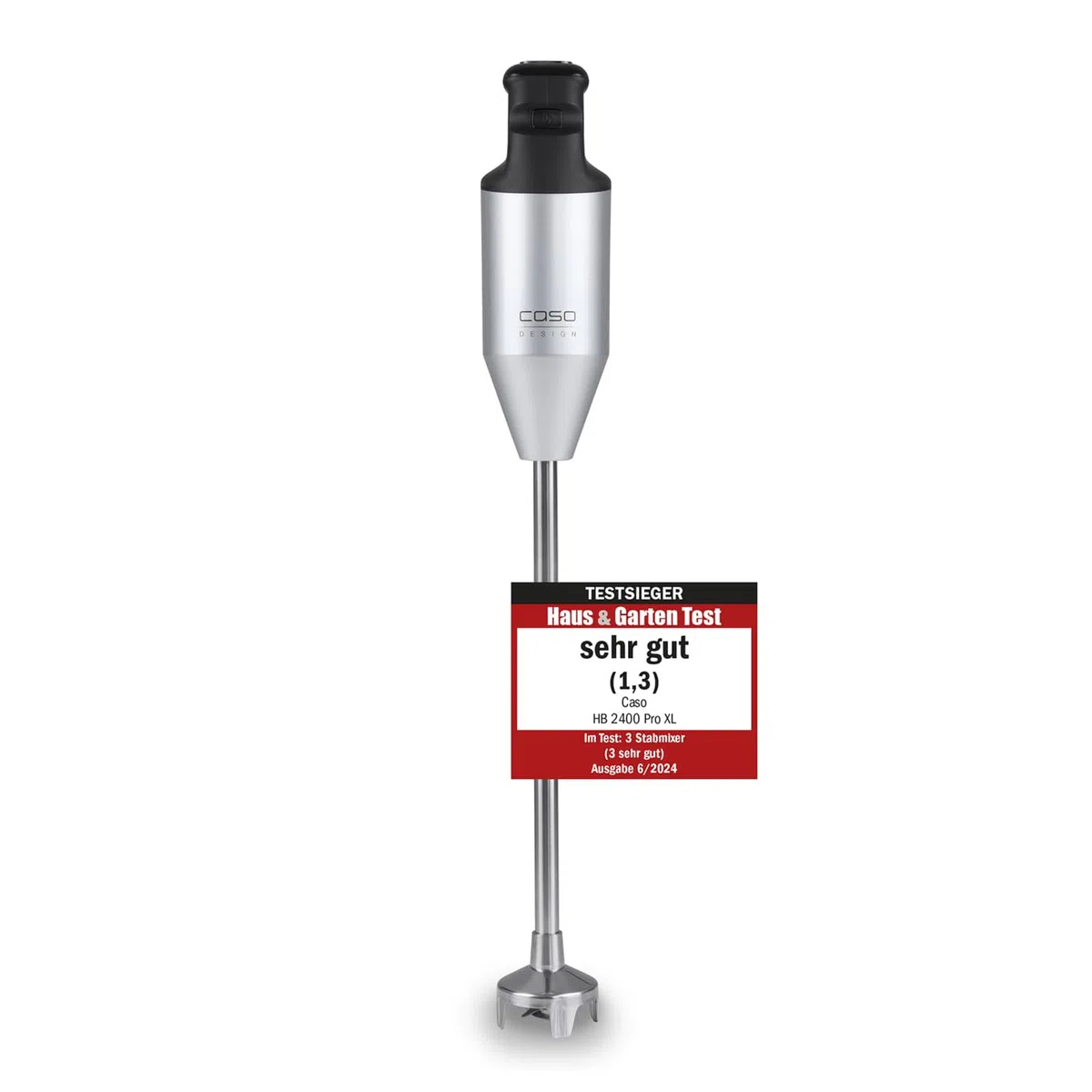 CASO HB 2400 Pro XL - Batidora de mano con accesorios, potente batidora de mano para mezclar, mezclar, batir, triturar, triturar, picar, varilla de acero inoxidable extralarga (29 cm), potente 24.000