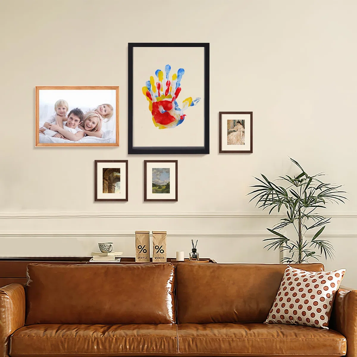 Kit de marco de huellas de manos familiares para 4 con 12 colores de pintura y 12 bolígrafos, divertido recuerdo de huellas de manos, regalos familiares para Navidad, Día de la Madre, Día del Padre