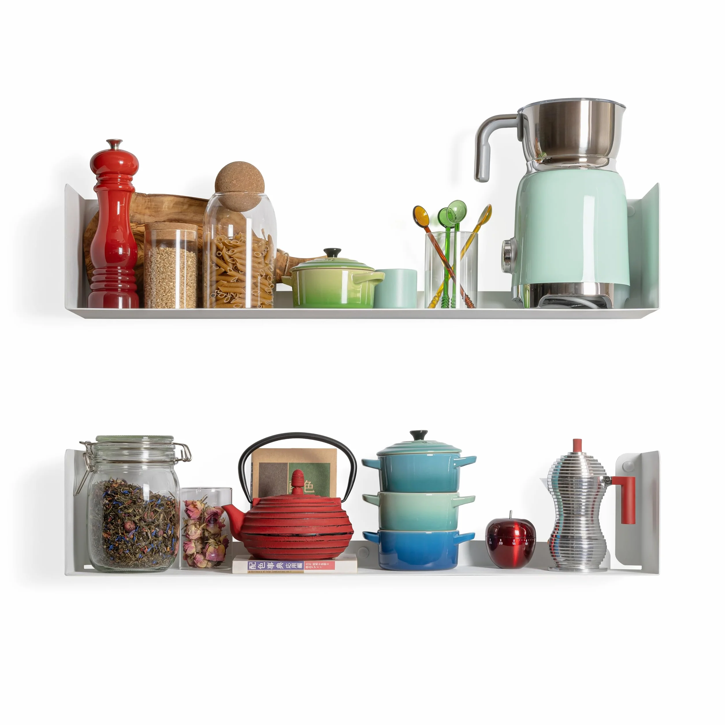 Pack de 2 Estanterías de Pared | 70x15 cm | 100% Acero | Fabricado en Europa | Estanteria Libros | Baldas Flotantes Pared | Estanteria Blanca | Estanterias Pared | Estante Flotante Pared