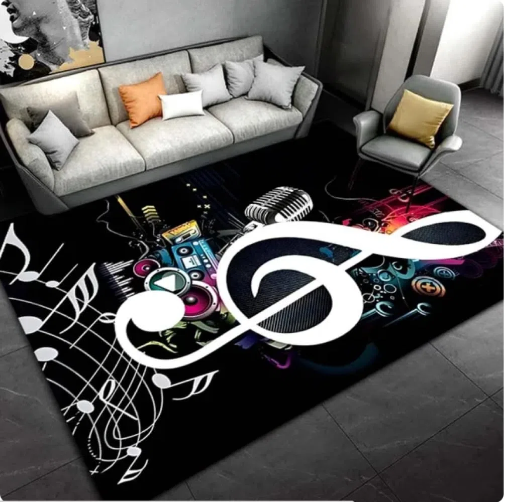 Nota Musical Música Arte Área Alfombra Alfombra para Sala De Estar Dormitorio Habitación Felpudo Decoración del Hogar Alfombrilla Antideslizante Infantil 80X150Cm