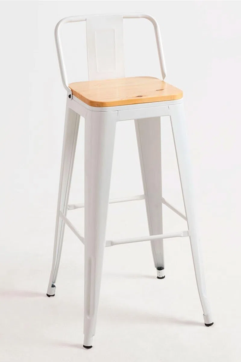 Regalos Miguel - Taburete Torix Respaldo Madera Natural 95 cm - Blanco