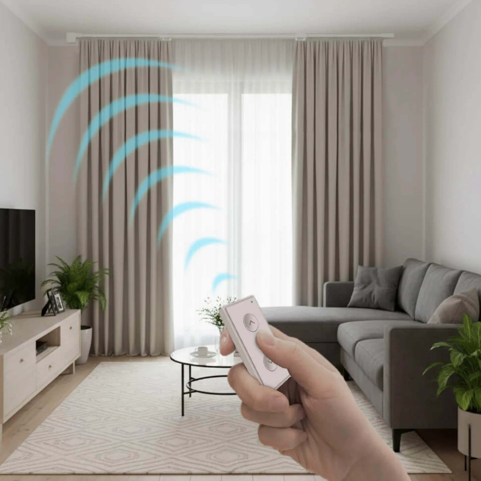Riel de Cortina Extensible Motorizado Ancho 1-1,6 Metros FabTrack | Apertura Central de las Cortinas, Motor Wifi y Control Remoto, Compatible con Google Home, Alexa y App Tuya Smart