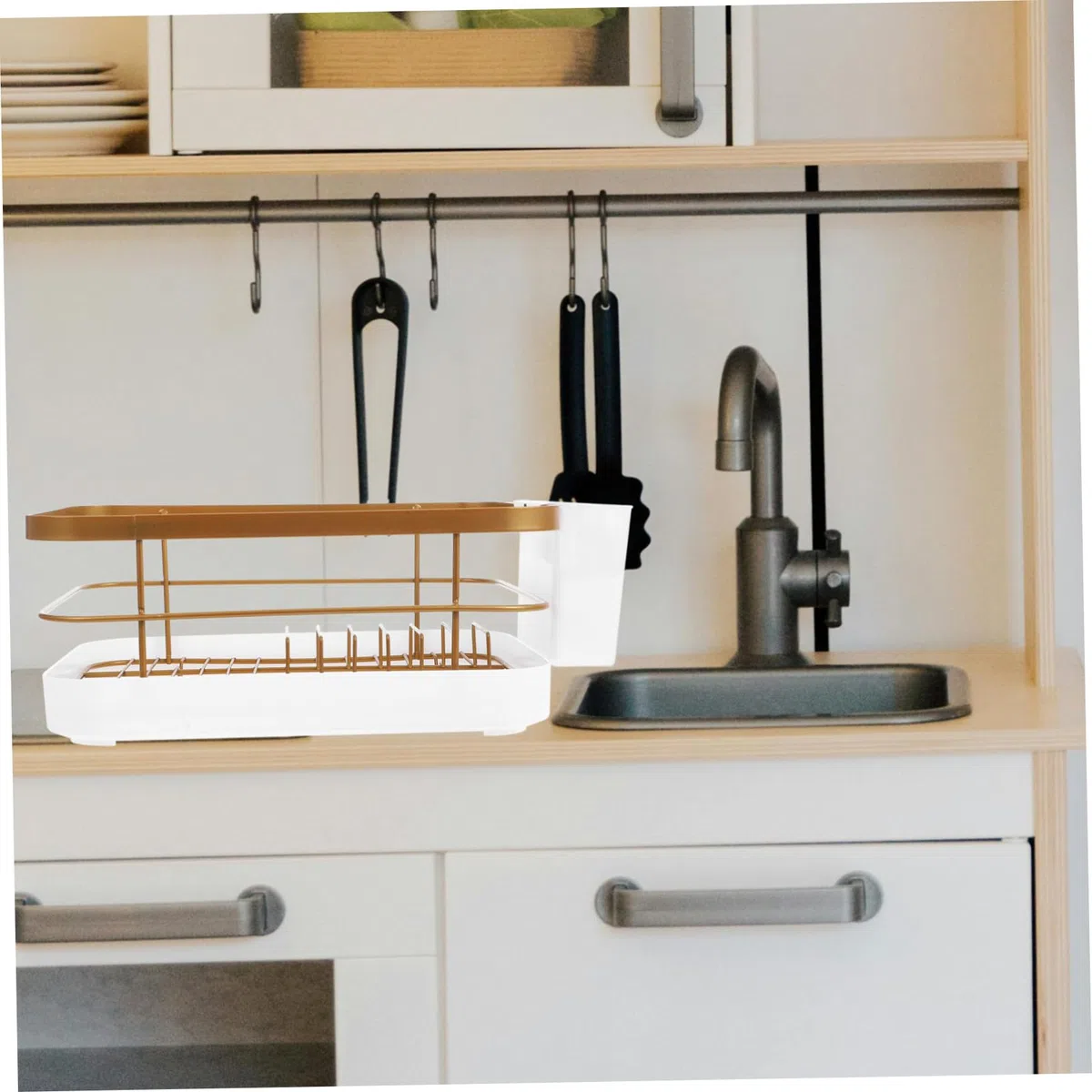 Escurreplatos De Encimera Metálico Dorado 45x30 Cm Acero Inoxidable Soporte Para Platos y Cuencos Multifuncional Cocina Hogar Capacidad Para 9 Platos y 12 Cuencos