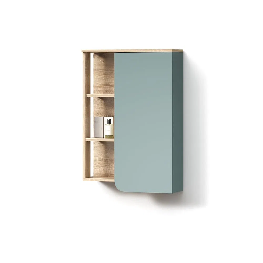 Livinity Armario de baño Marano, Gris Azulado, 50 x 75 cm con Puerta y Compartimentos Abiertos