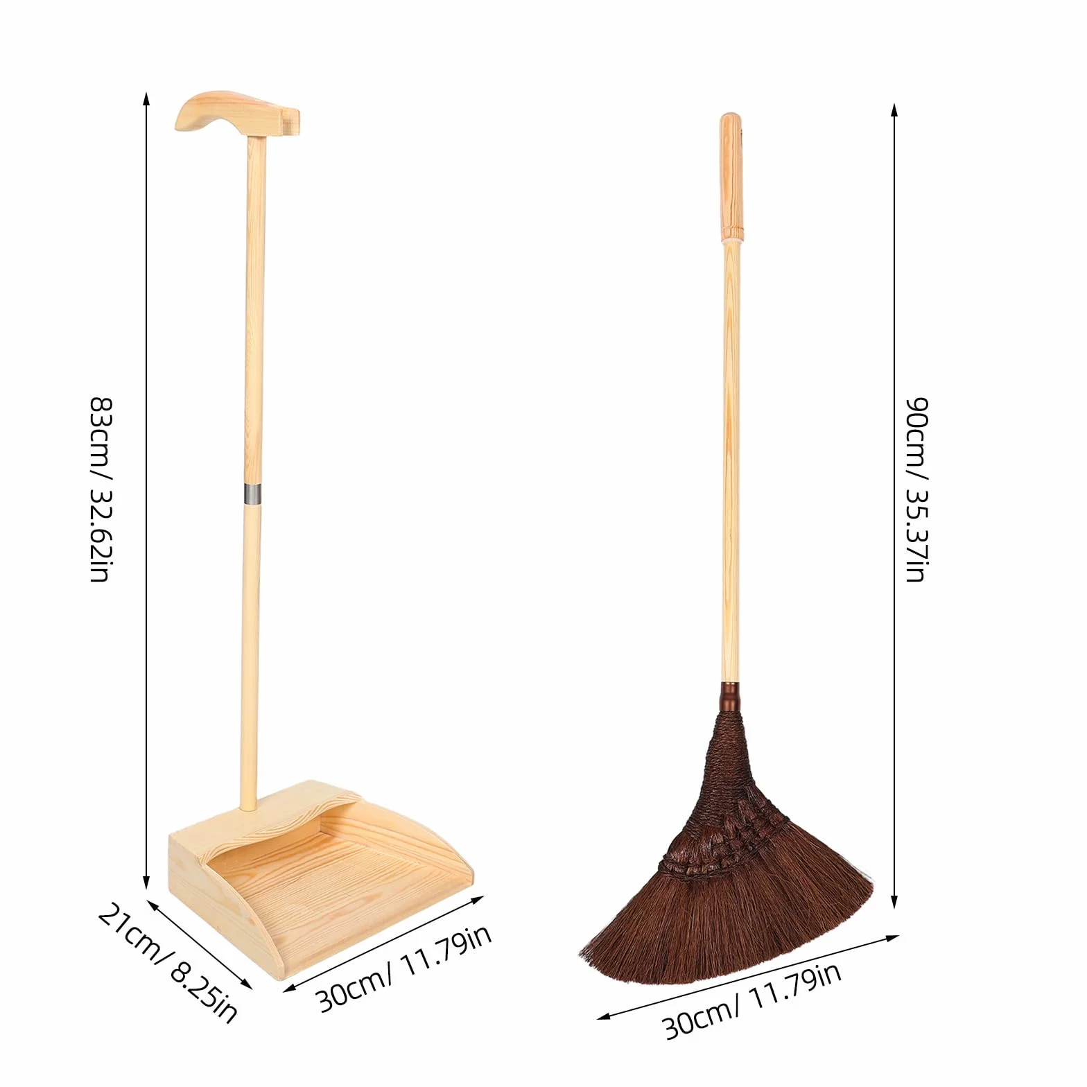 GALPADA Juego de Escoba y Recogedor de Madera y Palma Antistático para Limpieza en Hogar y Jardín Diseño Clásico Hecho a Mano