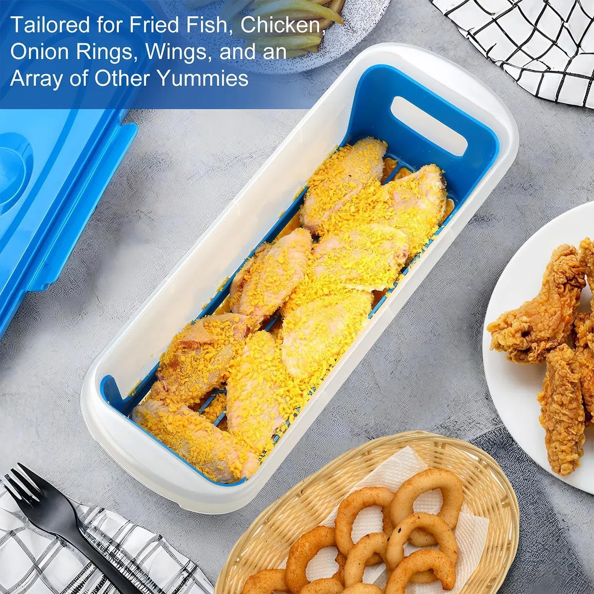 Bol Agitador Para Empanar Con Tapa Set de 2 Utensilios Cocina | Tapa Para Cuenco Rebozador Pescado Para Aros De , Verduras, Alitas Pollo, Restaurante, Cocina Y Comedor