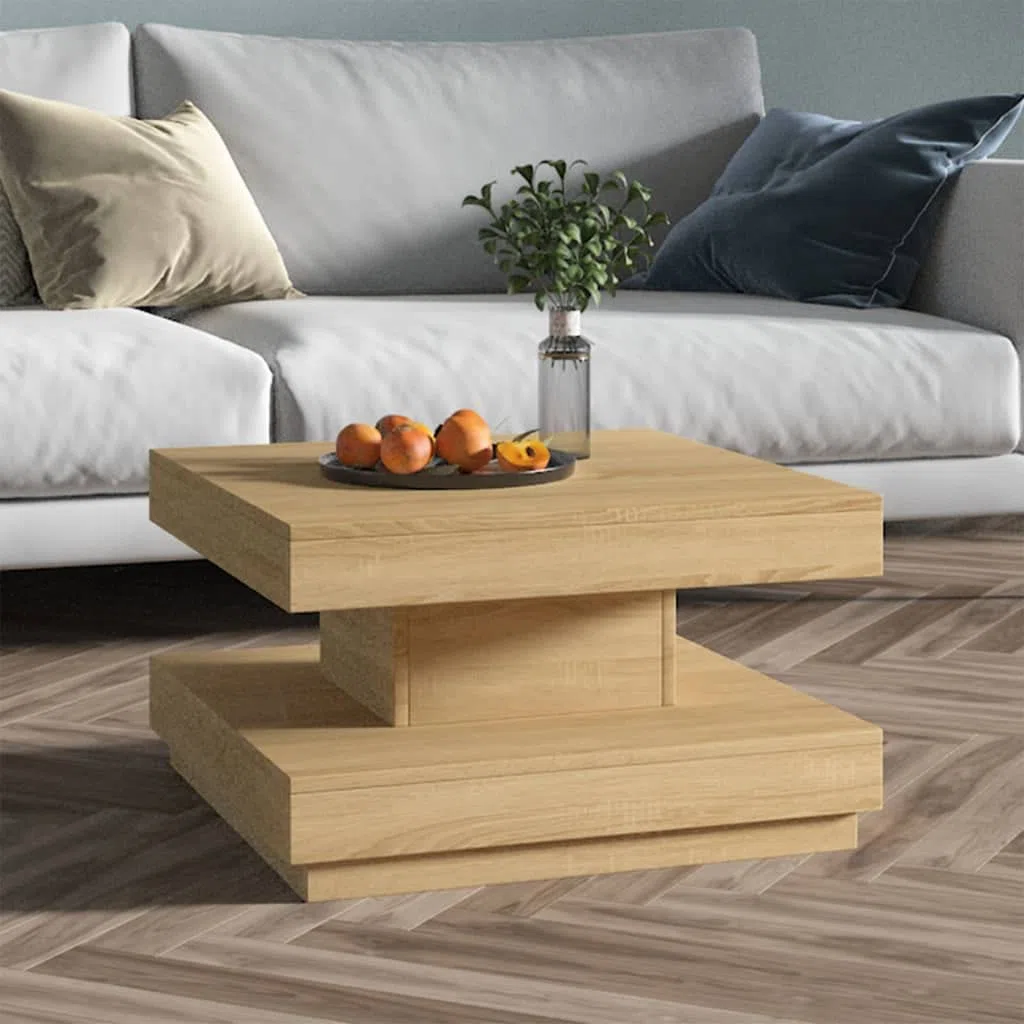 vidaXL Mesa de Centro Mueble Sofá Auxiliar Habitación Decorativa Dormitorio Salón Sala Oficina Despacho Estante Casa Hogar de MDF Marrón Claro