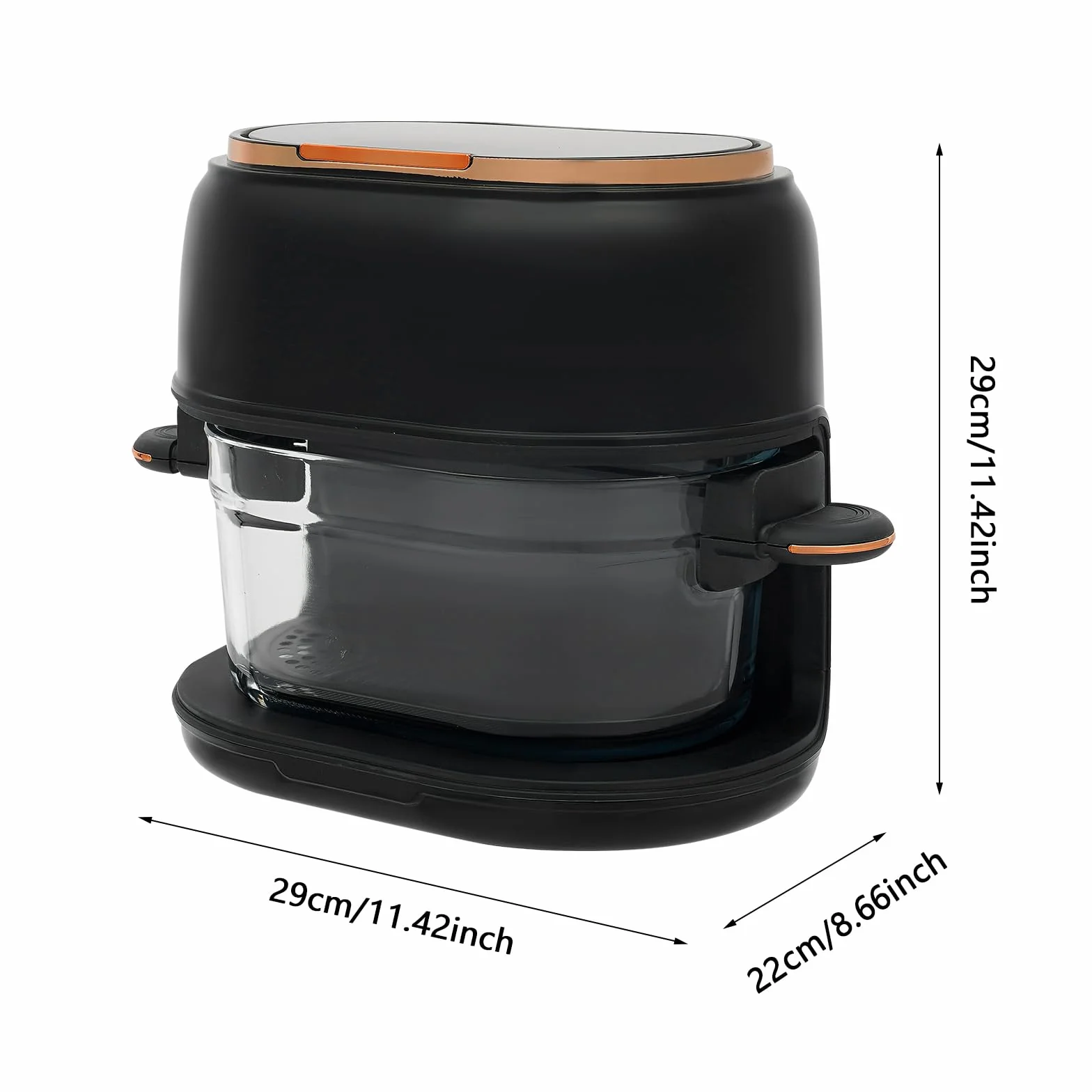 Freidora de aire caliente de 4 L con pantalla táctil y cesta de cristal visible, 1350 W, 220-240 V, 140-374 F, temporizador de 24 horas, freidora de aire caliente multifuncional para familia, patatas