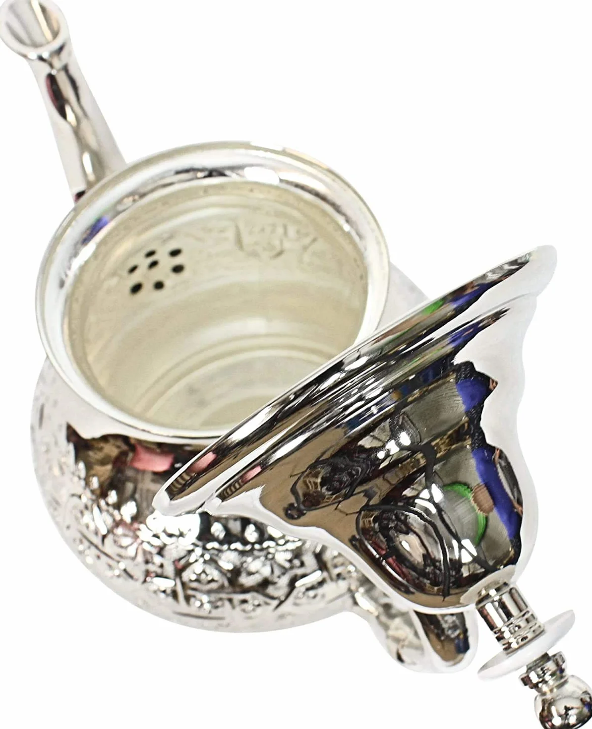 Juego de té marroquí completo. Tetera 750 ml bandeja 32 cm 6 vasos típicos de cristal