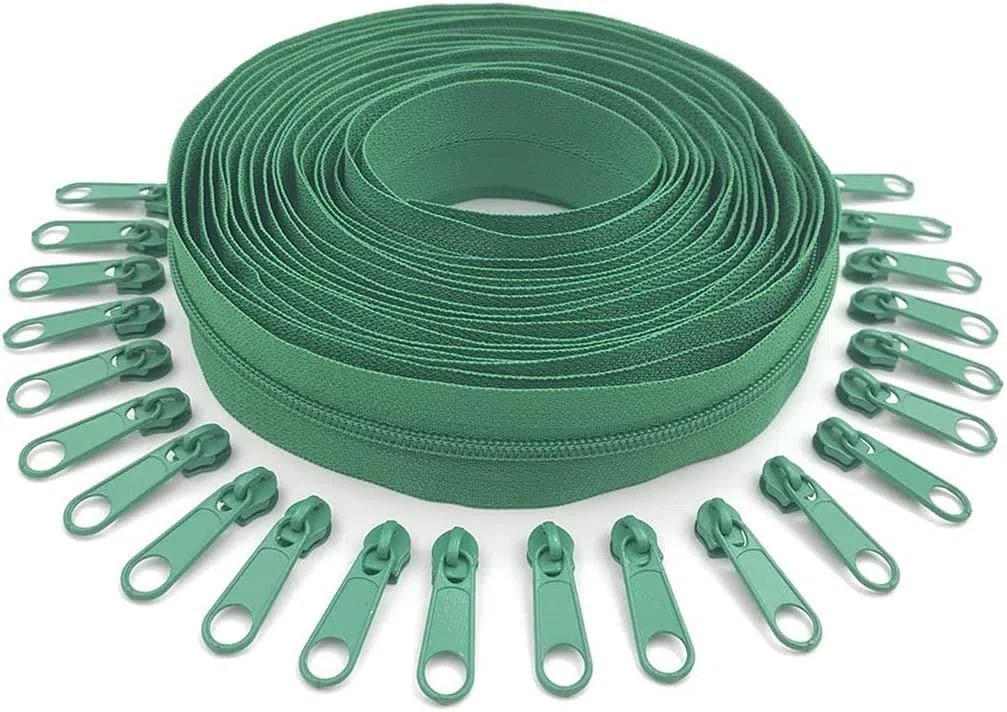 Cremallera de nailon, cremalleras de bobina de nailon de metal, cremalleras de nailon de 5 m/lote 3#, cremalleras de bobina con 10 piezas de deslizador de cremallera, (Color: plomo 316, tamaño: 3#) co