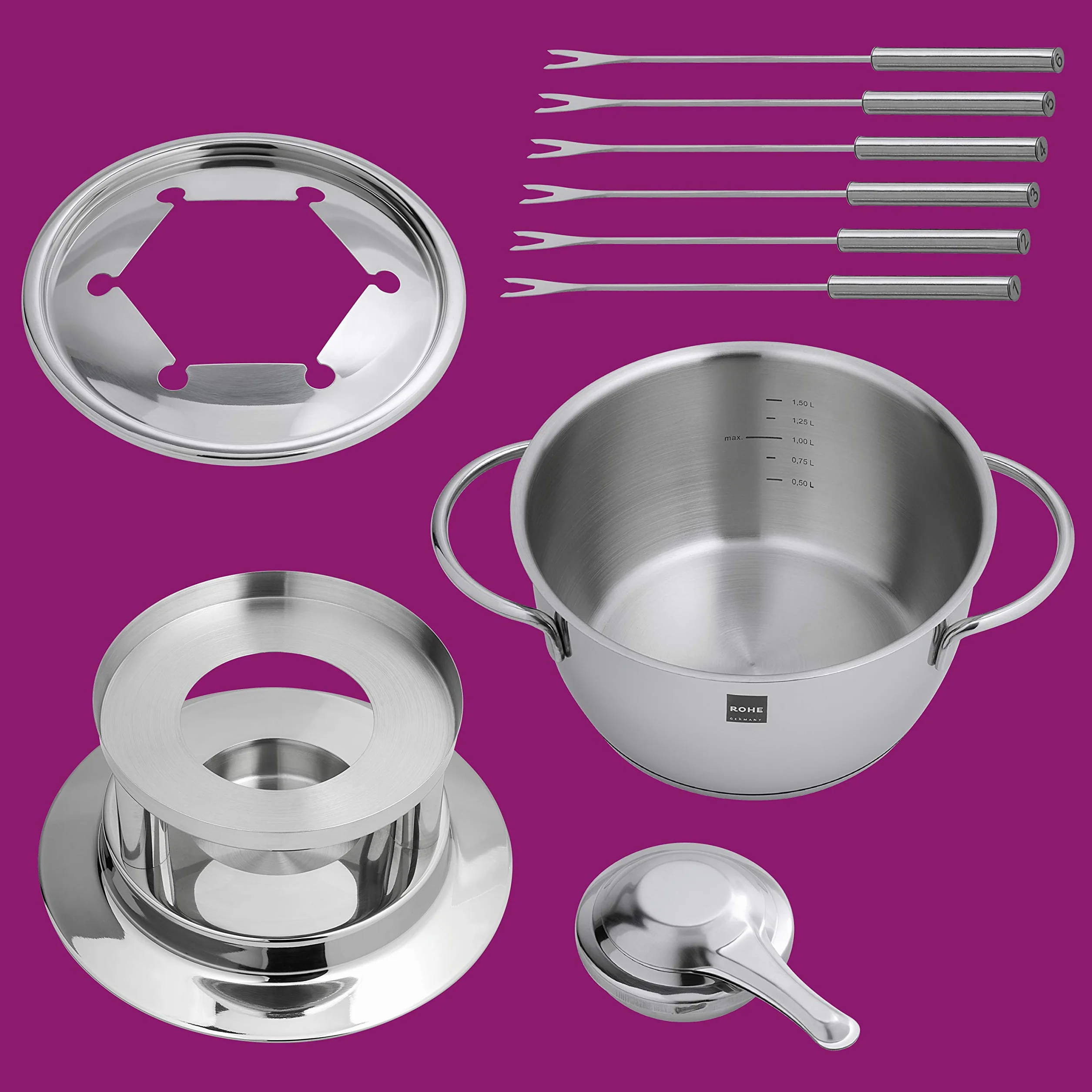 Rohe Germany 208271-18 Fiona - Fondue (18 cm de diámetro, aprox. 2,20 l, acero 18/10, 2,2 litros.