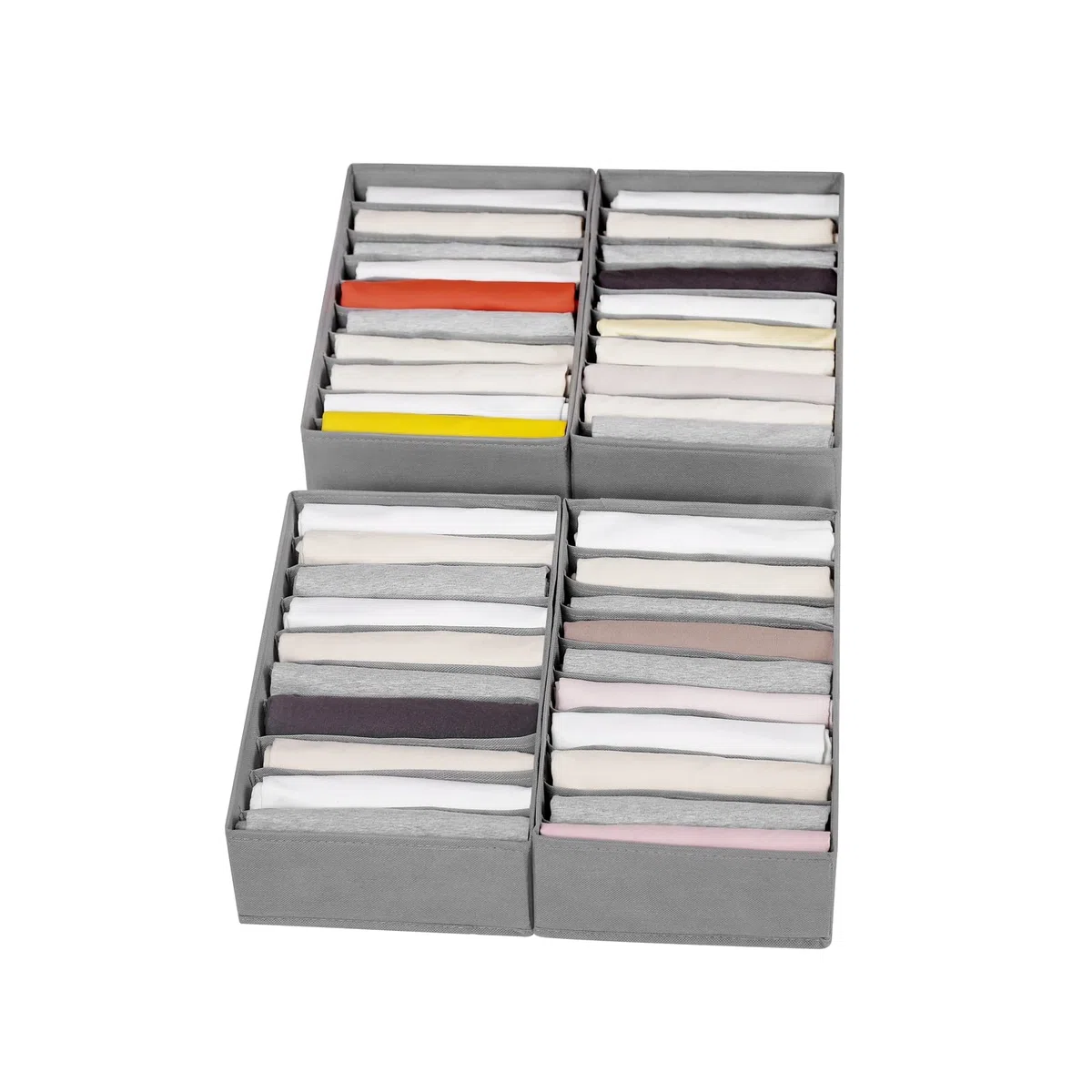 Paquete de 4 organizadores de cajones de camisetas para ropa, 10 compartimentos de rejilla, organizador de ropa, organizador de ropa lavable para ropa plegada, camisetas, leggings,