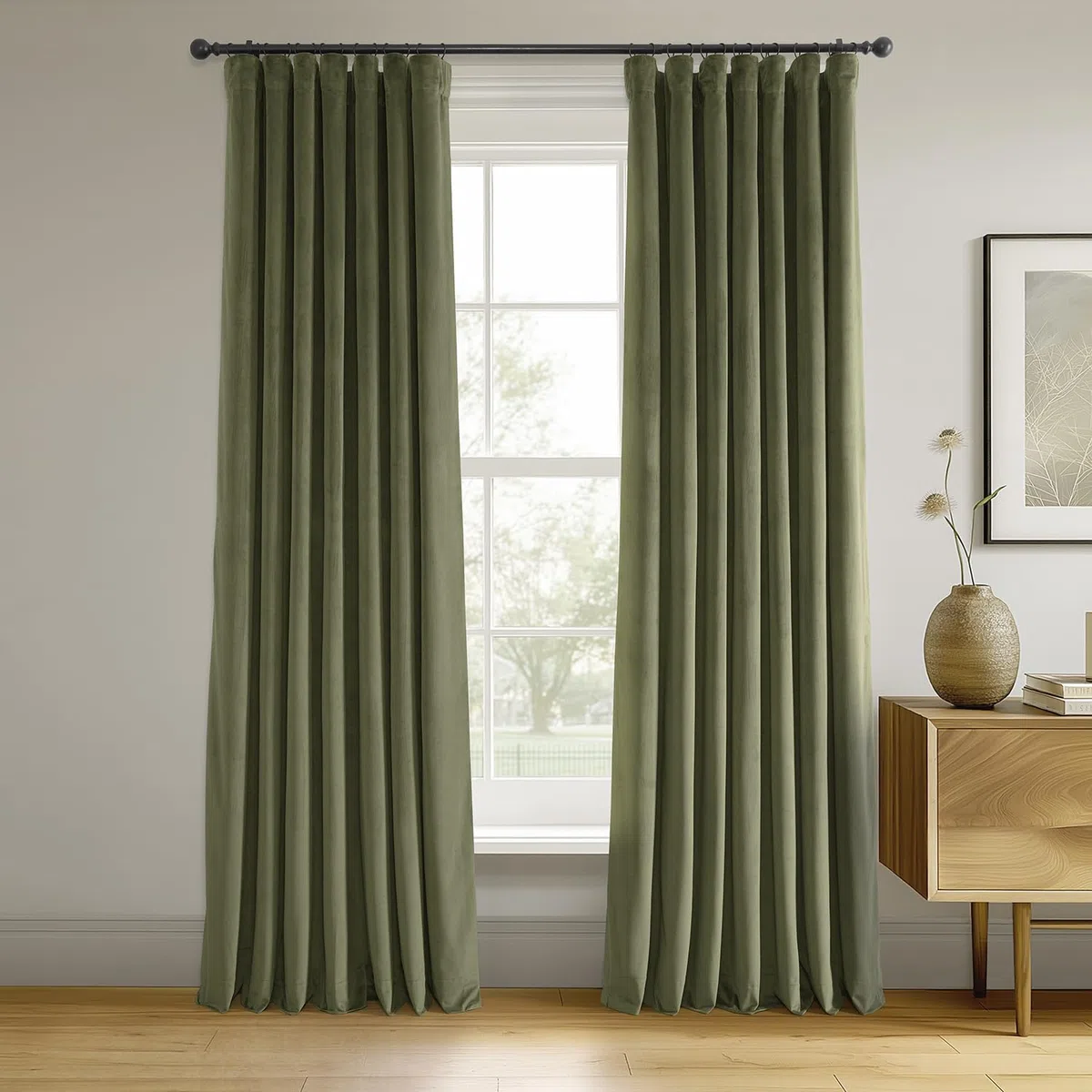 HPD Half Price Drapes Signature Cortinas Opacas Térmicas de Terciopelo para Sala de Estar - 274 cm de Largo, 1 Panel, con Aislamiento y Bolsillo para Cortinero