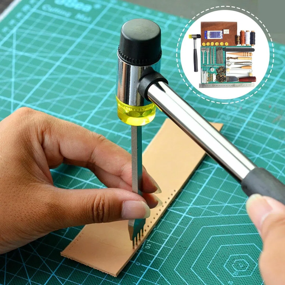 Herramientas Para Marroquinería - Kit Completo De Herramientas Manuales | Juego Versátil Para Coser, Grabar Y Decorar Cuero, Perfecto Para Artesanos Y Proyectos De Bricolaje.