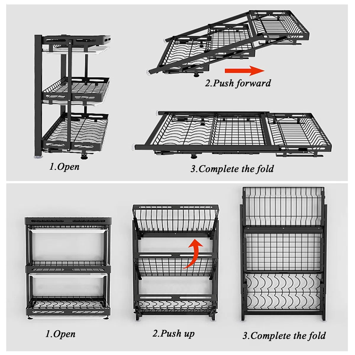 Rejilla Para Platos Plegable, Escurridores De Platos Sobre El Fregadero, Estante Para Escurridores Montado En La Pared, Sin Necesidad De Taladrar, Acero Inoxidable, Rejilla De Almacenamiento-Double
