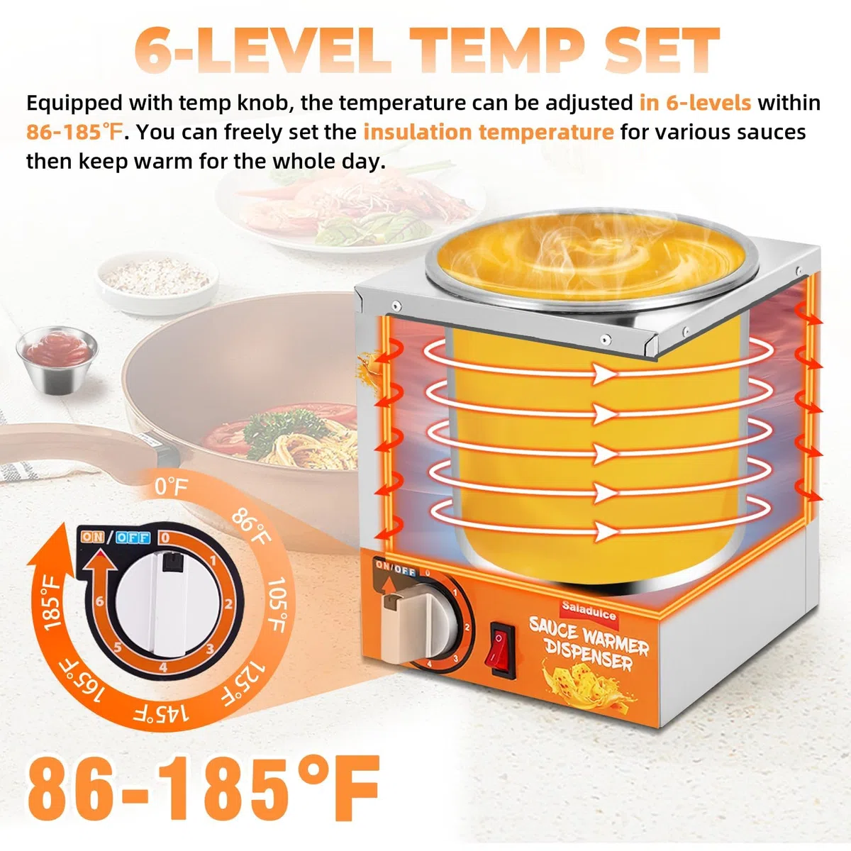 Nacho - Dispensador de queso calentador, calentador de salsa de 5 niveles con bombas duales, perfecto para dulce caliente, caramelo, nachos, fiestas, camiones de comida y eventos, tubo de acero