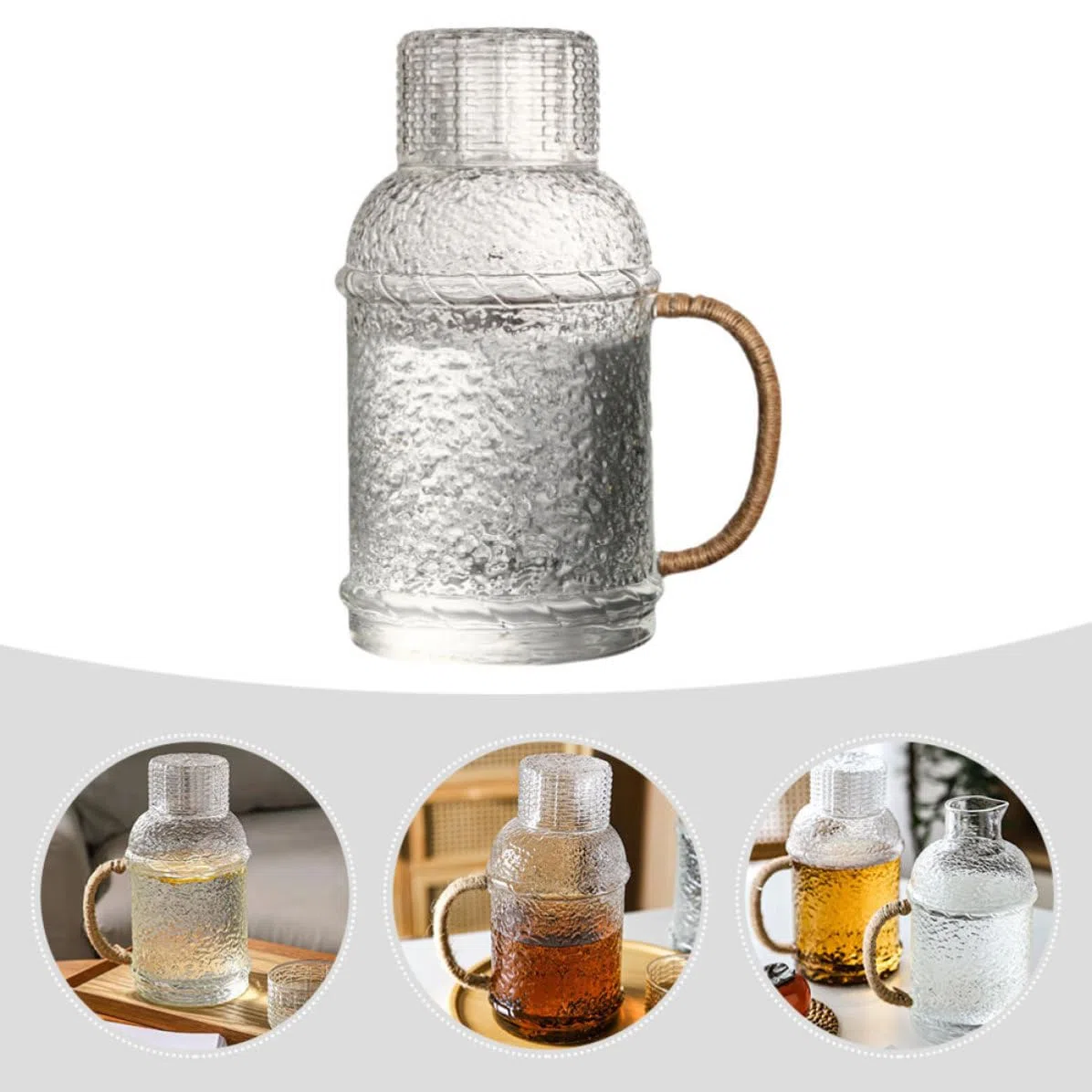 DOITOOL Jarra de Agua Tapa Antideslizante 2l de Vidrio Resistente al Calor Set de 1 unidad Robusta y Elegante para Uso Doméstico y Fiestas