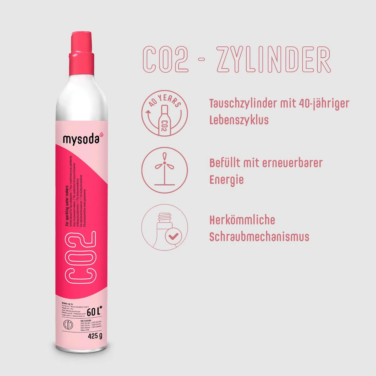 Mysoda: Ruby Set – Aireador de aluminio con 1 L y 0,5 L Quick-Lock, botella de plástico sin BPA y cilindro de CO2 – cobre