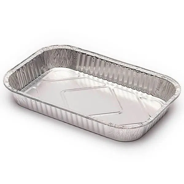 100 Bandejas de Aluminio Desechable, 28,3x18,6cm, 1250ml, Repostería, Comida, Apto para Horno, Microondas, Resistentes, Barbacoa, Parrilla, Picnic