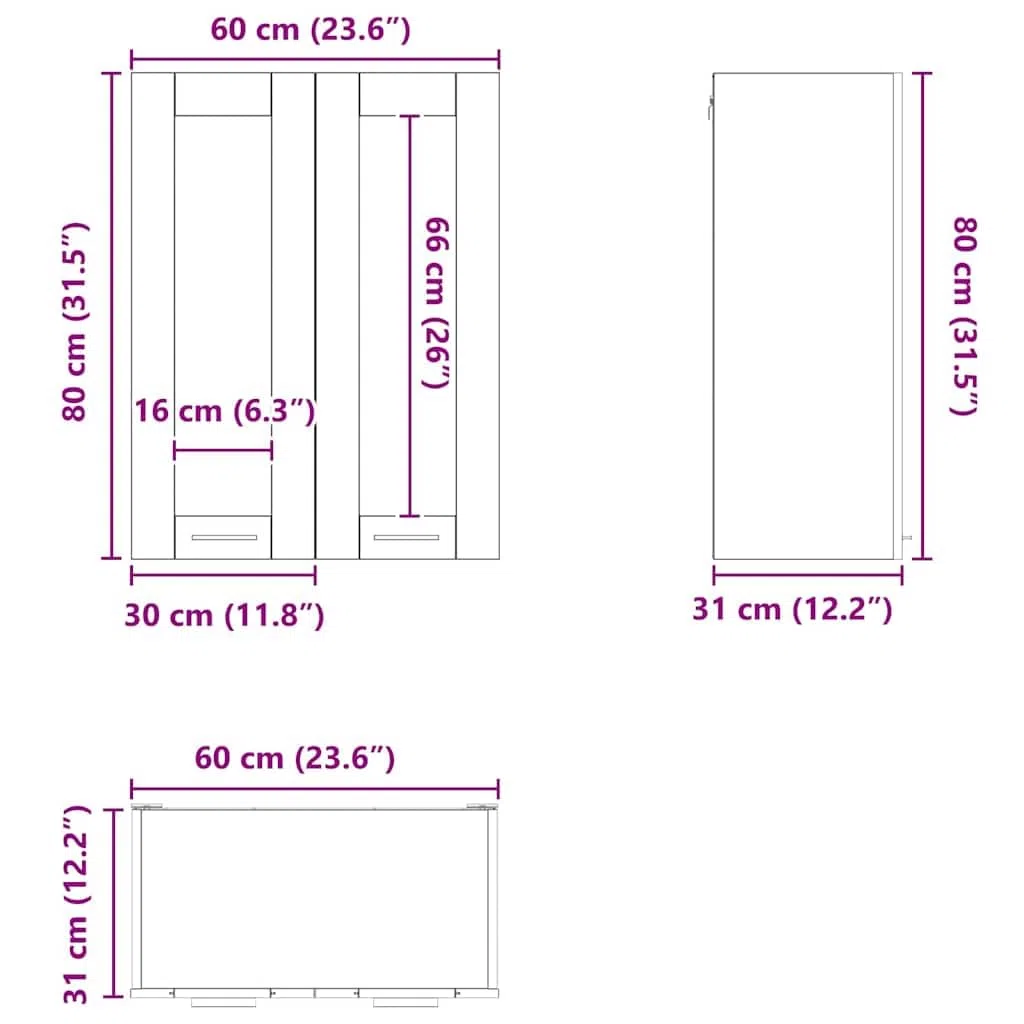 vidaXL Mueble Colgante con Puerta Riga Roble Artesanal 60 x 31 x 80 cm, Armario de Cocina Moderno, diseño Rectangular, Gran Espacio, Materiales Resistentes, Estilo contemporáneo, soluciones de hogar