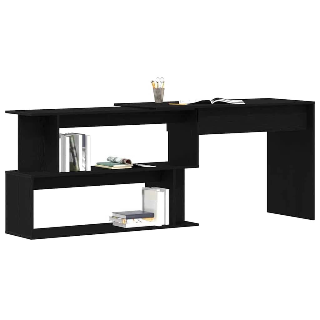 Escritorio de madera de roble negro, 200 x 50 x 76 cm, mesa de ordenador para oficina en casa, estudio, con amplia superficie de trabajo y moderno mobiliario de oficina