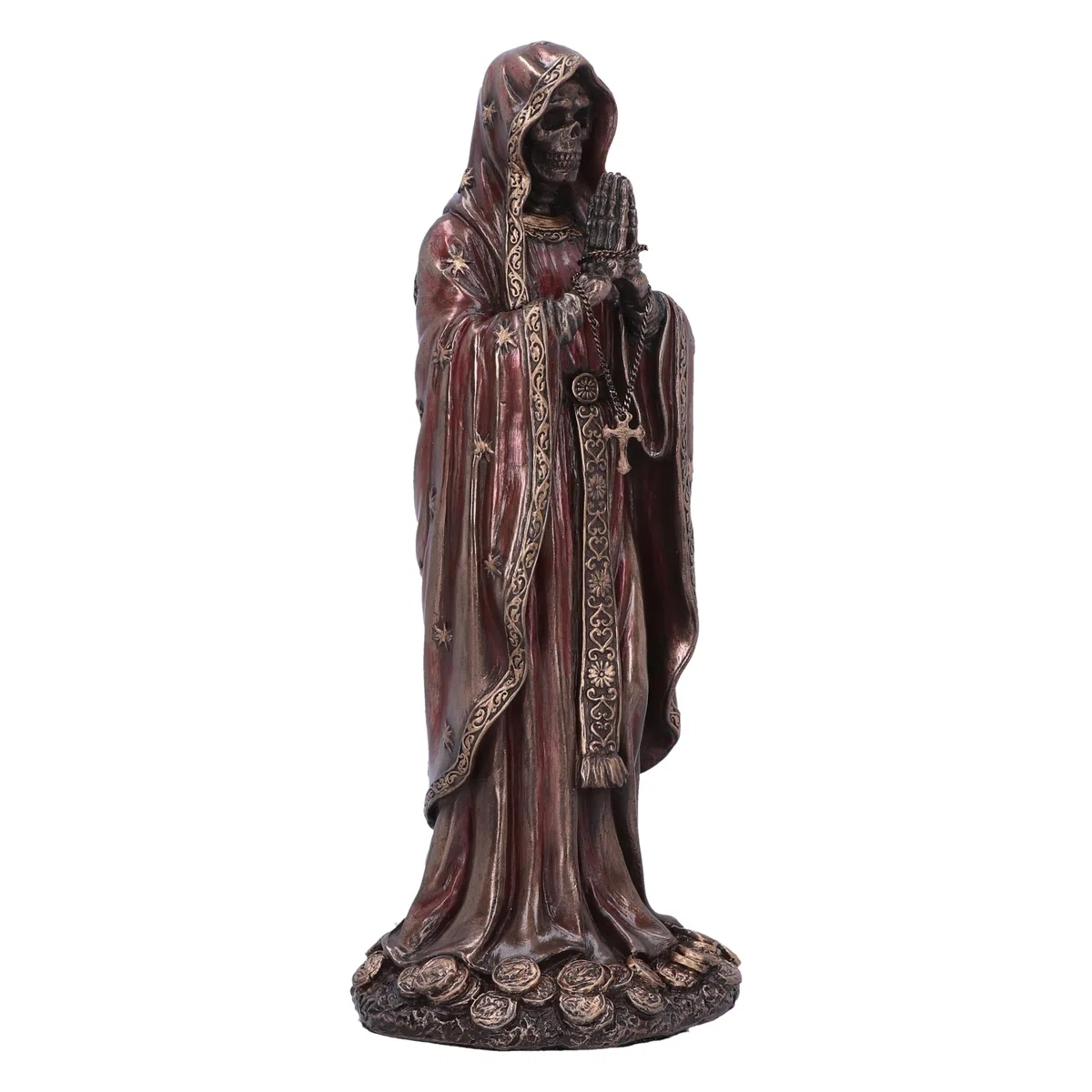 Nemesis Now Figura de Santisima Muerte de 19 cm, Resina, Rojo/Bronce, Rojo Rezando 'Saint of Death', Figura de Icono Cultural Mexicano, fundida en la Mejor Resina, Pintada a Mano por Expertos
