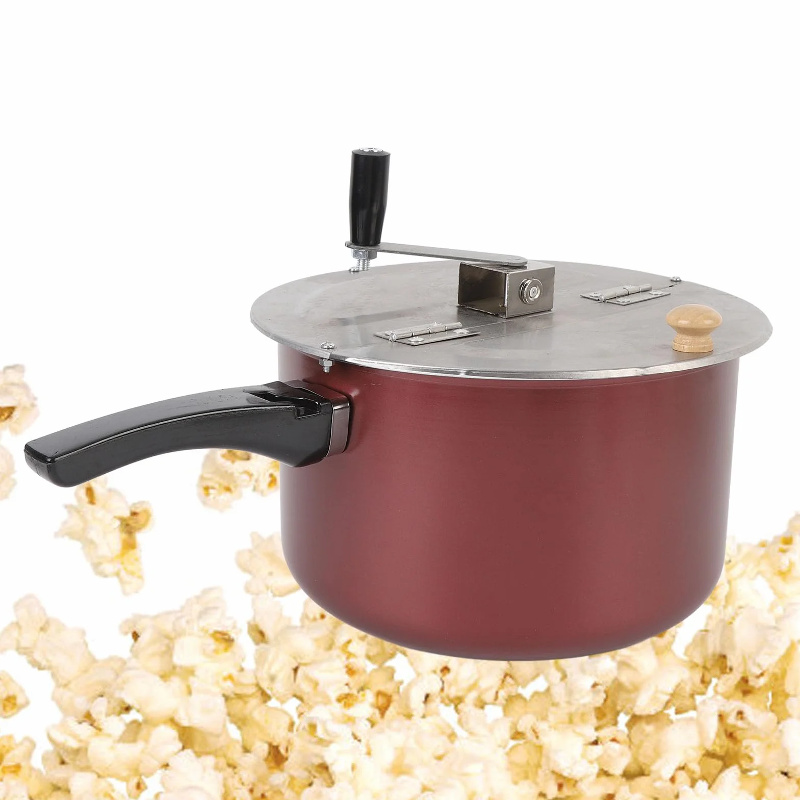Máquina para Hacer Palomitas de Maíz para Estufa, Máquina para Hacer Palomitas de Maíz de Acero Inoxidable con Manivela, Olla para Palomitas de Maíz de Acero Inoxidable