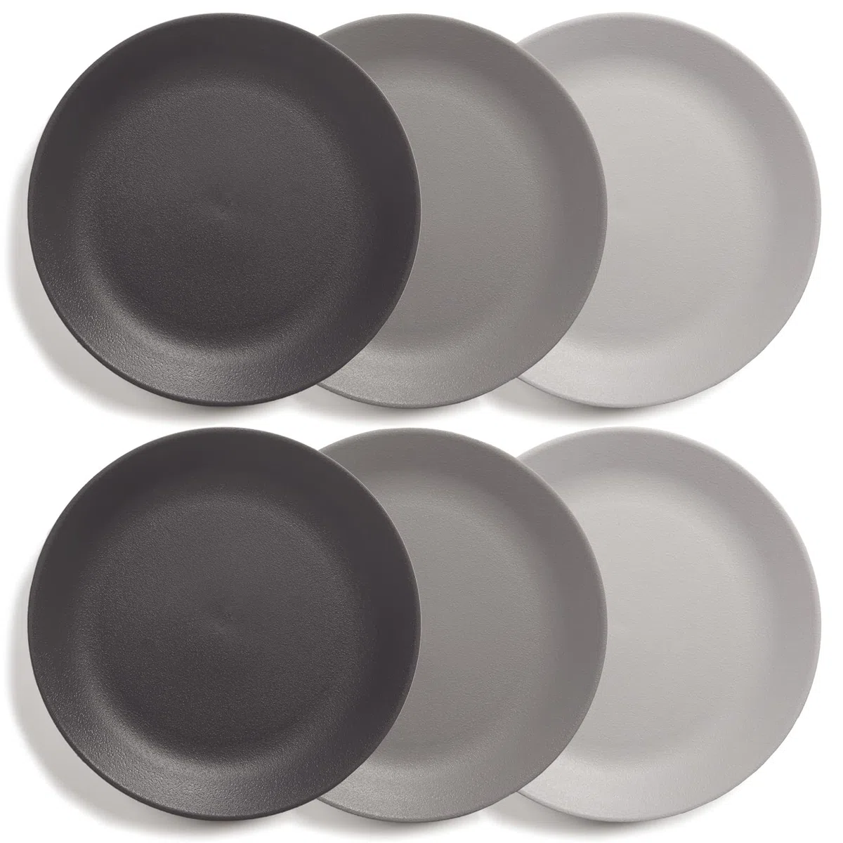 US Acrylic Everest - Platos de cena de plástico ultra duraderos de 10 pulgadas en piedra gris, juego de 6 reutilizables, sin BPA, fabricados en los Estados Unidos, apto para microondas y lavavajillas