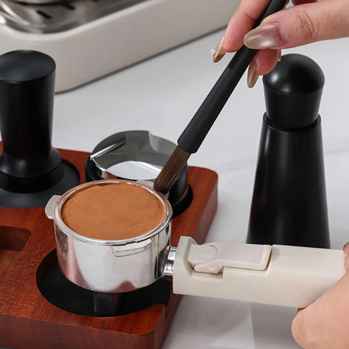 Tamper set | Juego de tamper universal antideslizante de 7 piezas - Accesorios para y nivelador - para doméstico, cocina, estudio, espacio comercial y oficina