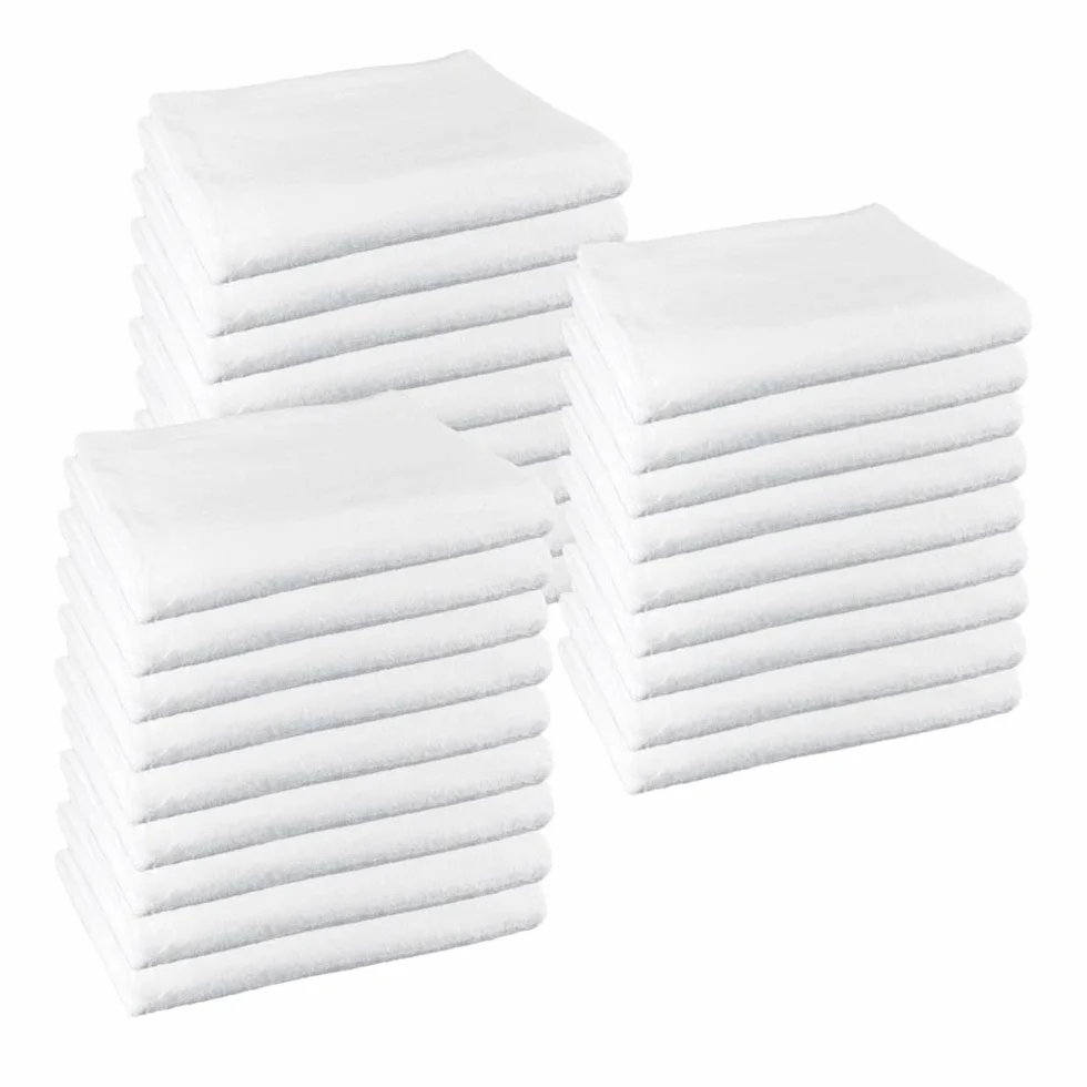 Toallas tocador (30x50 cms) 100% algodón Calidad Hotel. Color Blanco. 450 Gramos/m2. Pack de 30 Toallas.
