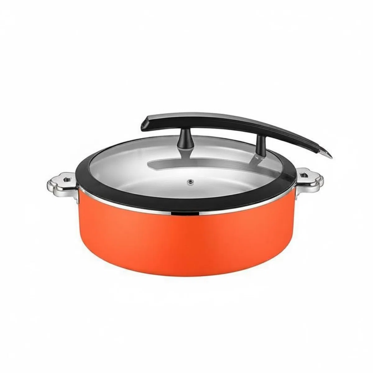 Servidor de Buffet de Acero Inoxidable Conservación del Temperatura Fuente Calentadora Uso Comercial Calentador Buffet Redondo para Catering, Naranja, 38CM