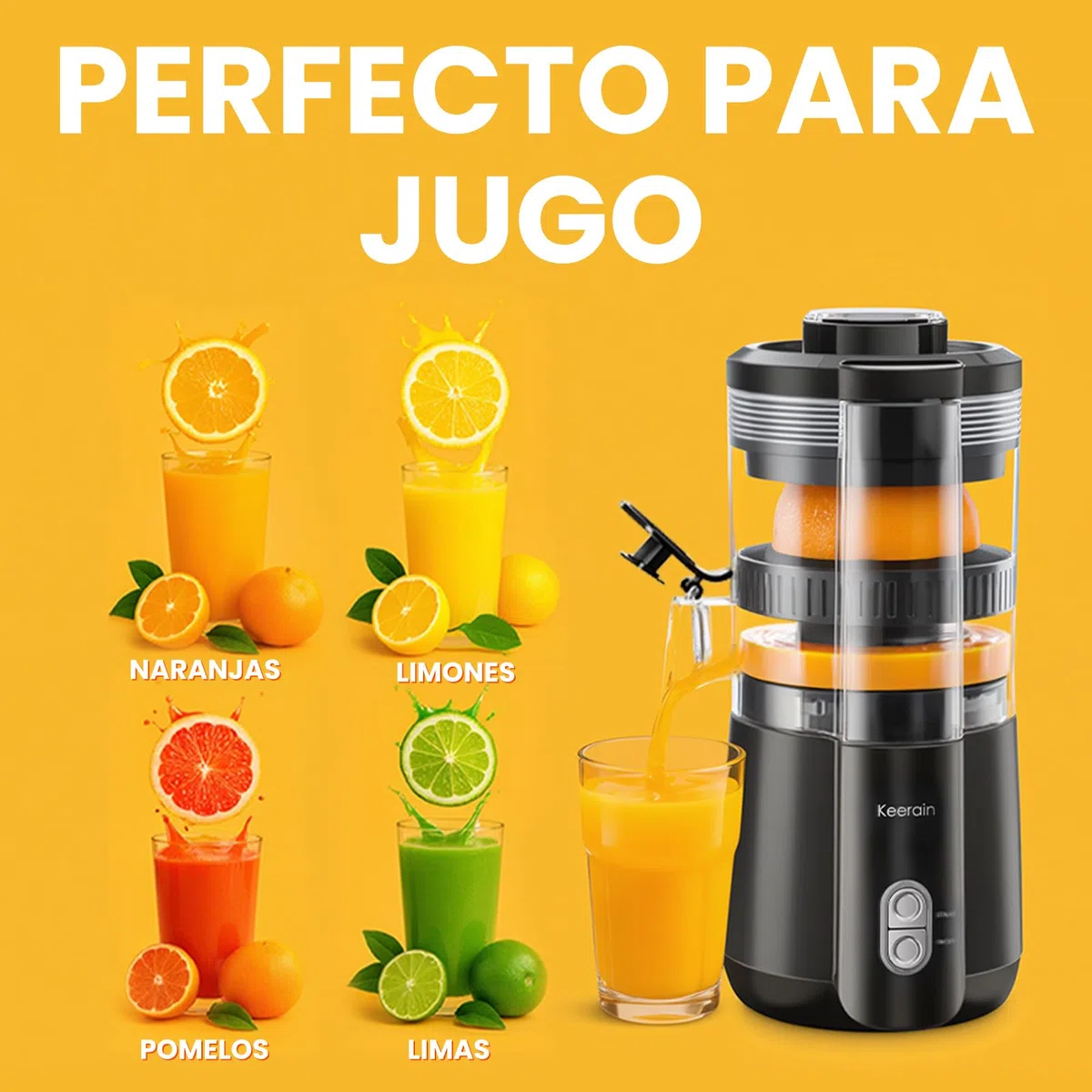 Keerain Exprimidor de Naranjas Eléctrico, Exprimidor Automático 100W, para Naranjas, Limas y Limones
