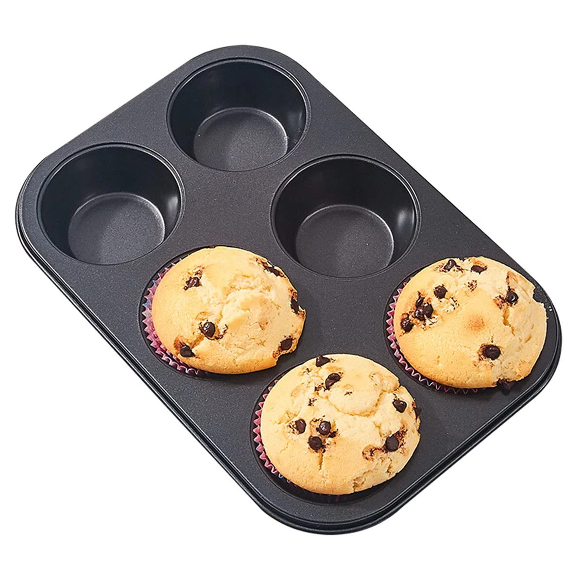 Molde para Muffins de 6 cavidades, Antiadherente, de Acero al Carbono, para Mini Cupcakes. Molde para Hornear Pasteles y Muffins.