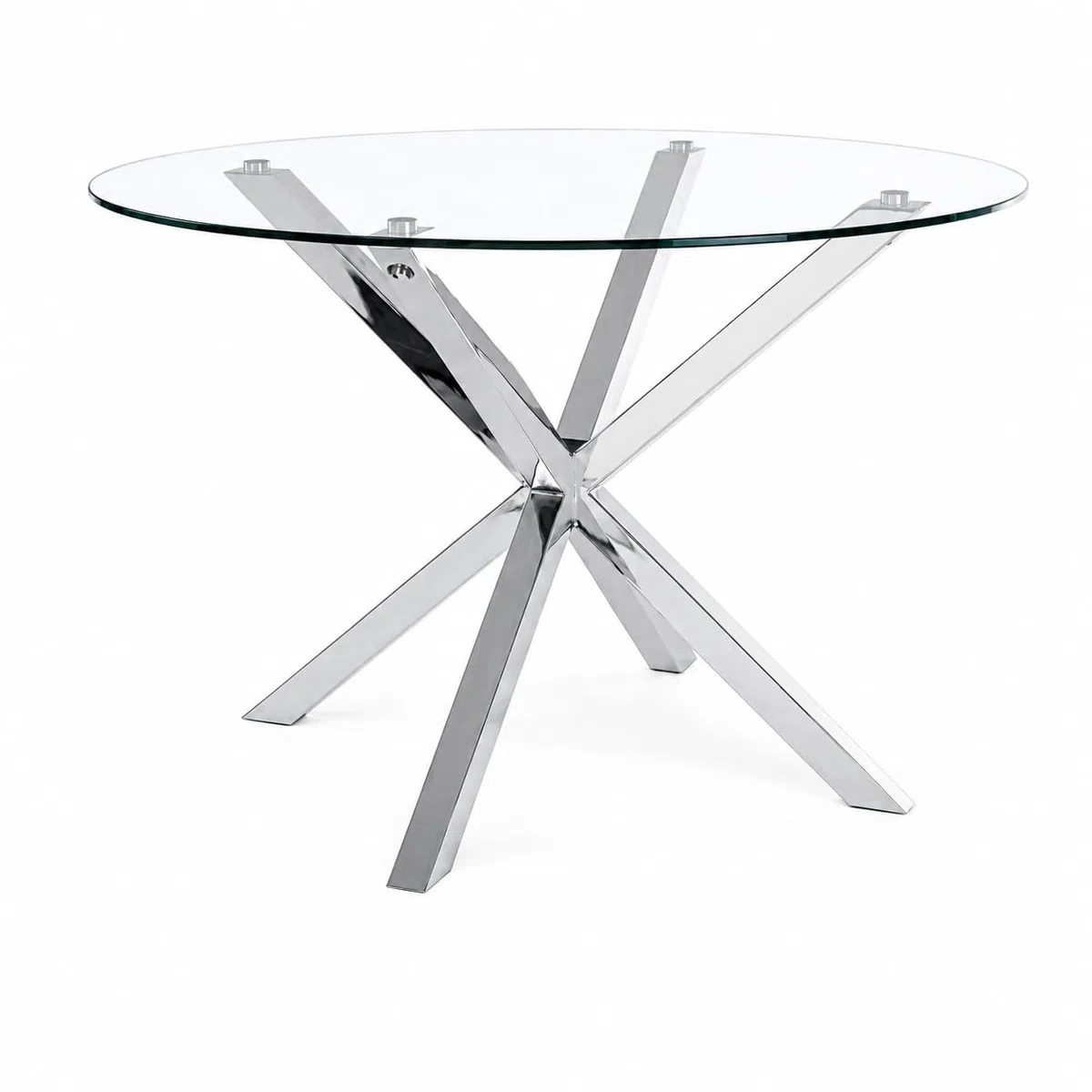 Mesa de Comedor Redonda 120 cm – Mesa de Cocina de Cristal Templado para 4-6 Personas – Mesa Redonda Moderna con Patas de Acero, Montaje Fácil, Carga 70 kg, Gris