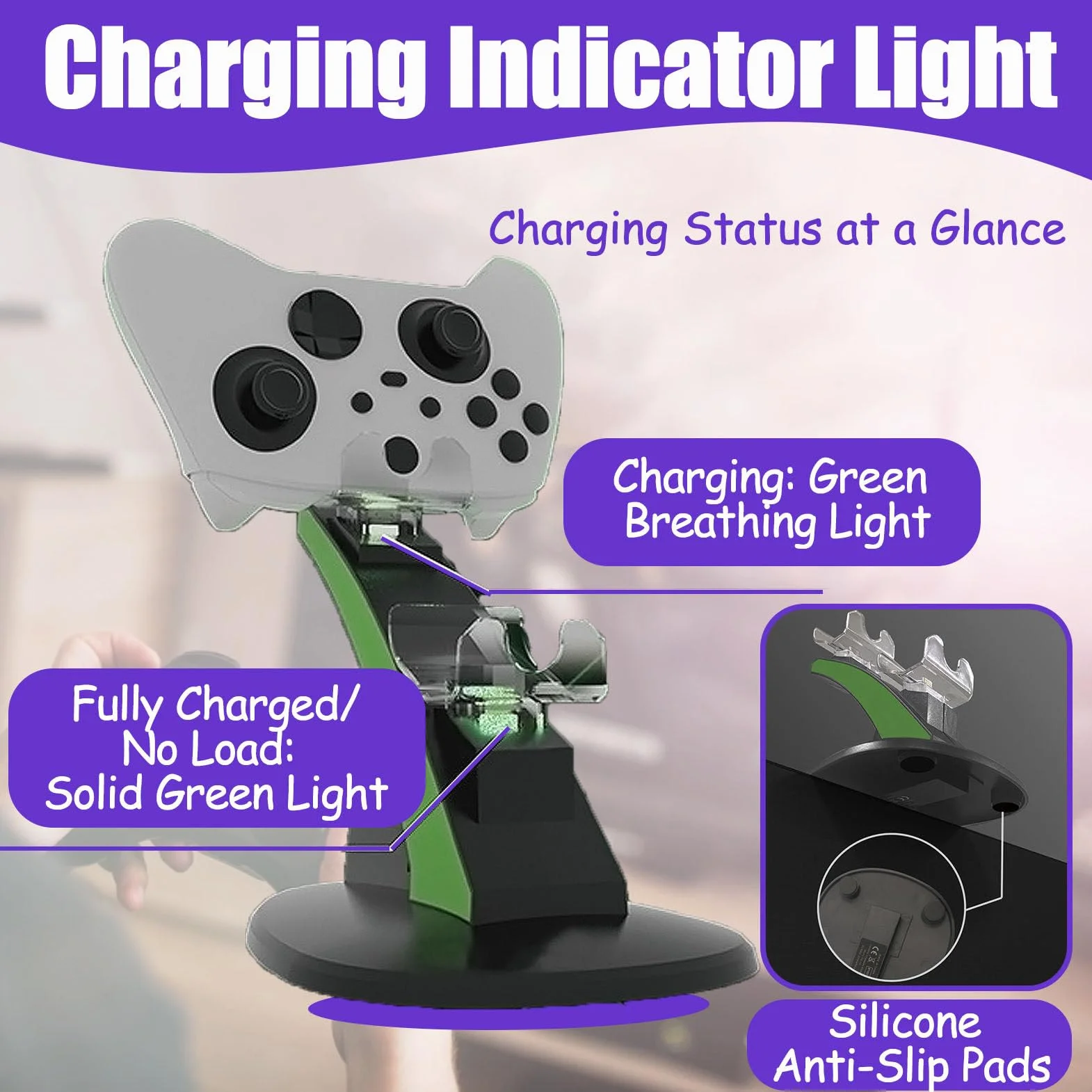 Base de Carga con asa, Controlador de Carga Doble con 2 baterías Recargables, estación de Carga con indicador LED. (White)