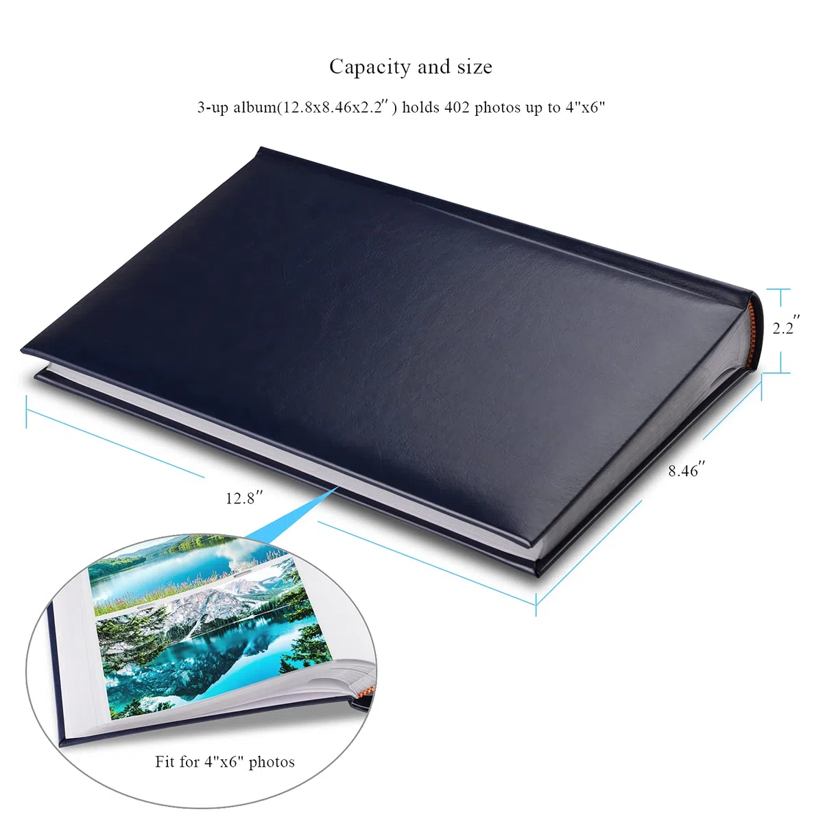 Bolsillos para fotos, álbumes, capacidad extra grande (azul)