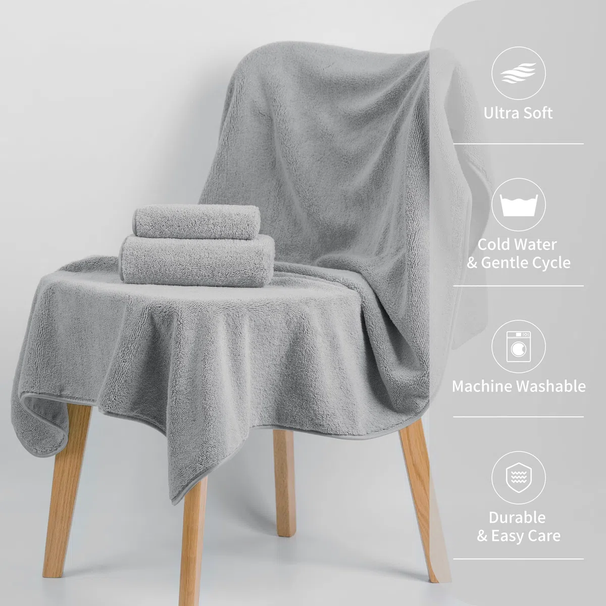 MICROFI Juego de toallas de baño de microfibra, 3 piezas, de gran tamaño, de secado rápido, sin pelusas, incluye toallas para cuerpo, manos y cara
